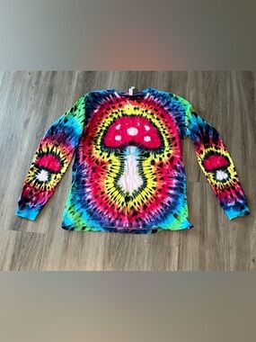 Handmade Mushroom Tie Dye long sleeve Tshirt size Large